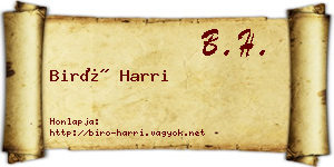 Biró Harri névjegykártya